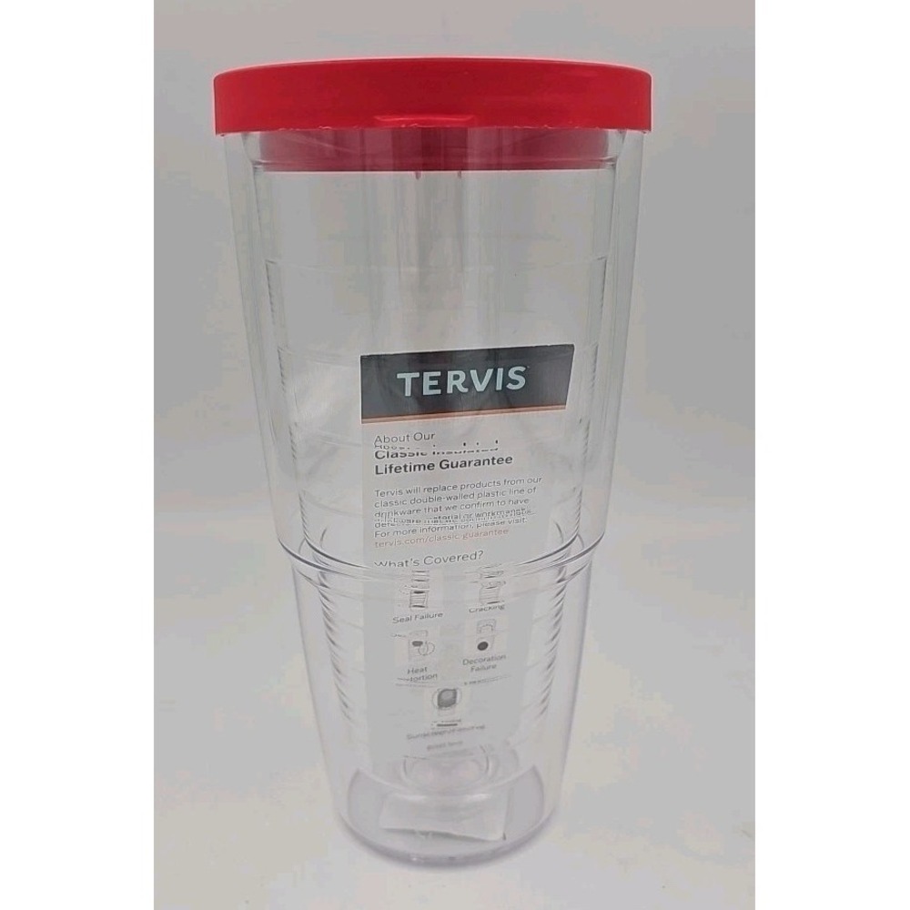 Tervis Classic‎ Insulated Tumbler 24oz Clear With Red Top